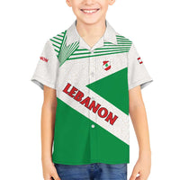 Lebanon Flag Shield Family Matching Summer Maxi Dress and Hawaiian Shirt with Cedar Emblem and National Colors
