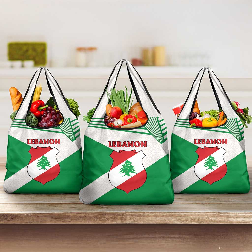 Lebanon Flag Shield Grocery Bag with Cedar Emblem and National Colors