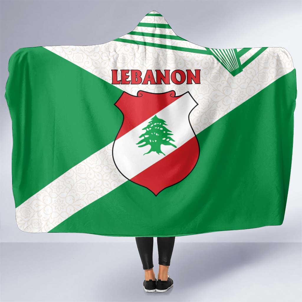 Lebanon Flag Shield Hooded Blanket with Cedar Emblem and National Colors