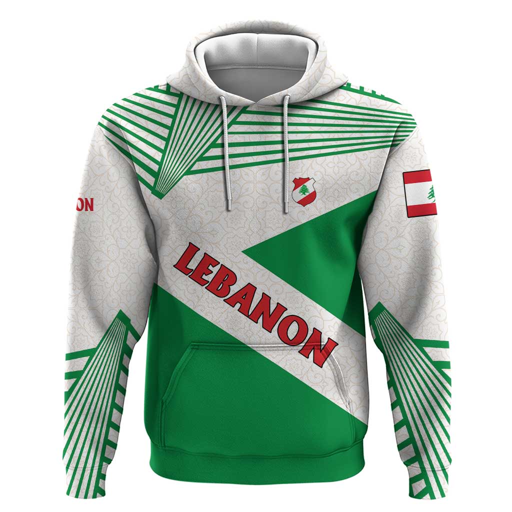 Lebanon Flag Shield Hoodie with Cedar Emblem and National Colors