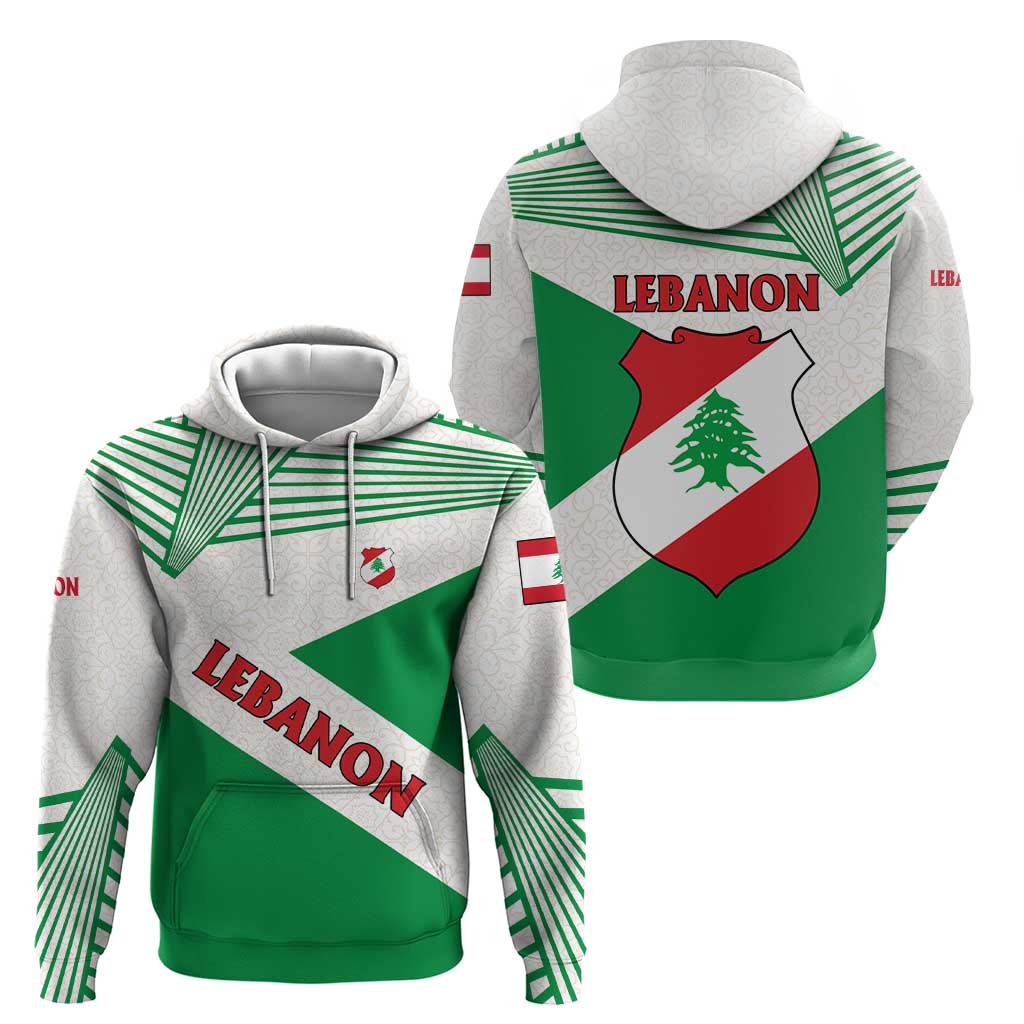 Lebanon Flag Shield Hoodie with Cedar Emblem and National Colors