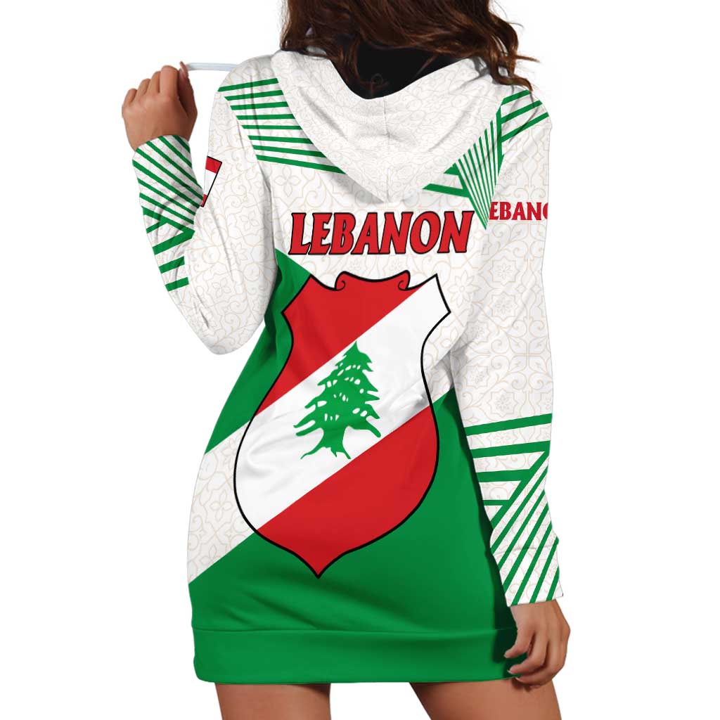 Lebanon Flag Shield Hoodie Dress with Cedar Emblem and National Colors