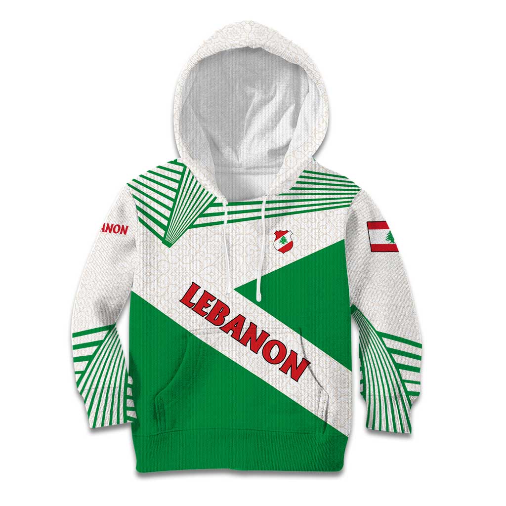 Lebanon Flag Shield Kid Hoodie with Cedar Emblem and National Colors