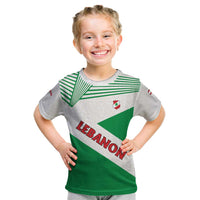 Lebanon Flag Shield Kid T Shirt with Cedar Emblem and National Colors
