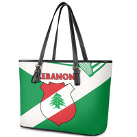 Lebanon Flag Shield Leather Tote Bag with Cedar Emblem and National Colors