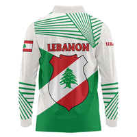 Lebanon Flag Shield Long Sleeve Polo Shirt with Cedar Emblem and National Colors
