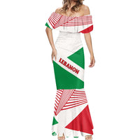 Lebanon Flag Shield Mermaid Dress with Cedar Emblem and National Colors