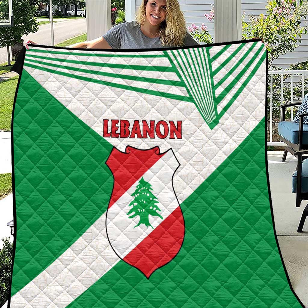 Lebanon Flag Shield Quilt with Cedar Emblem and National Colors