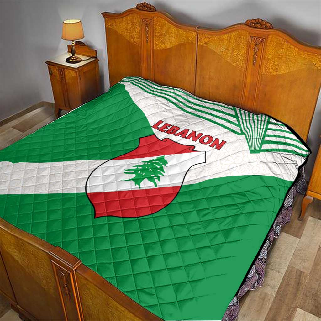 Lebanon Flag Shield Quilt with Cedar Emblem and National Colors