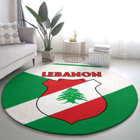 Lebanon Flag Shield Round Carpet with Cedar Emblem and National Colors