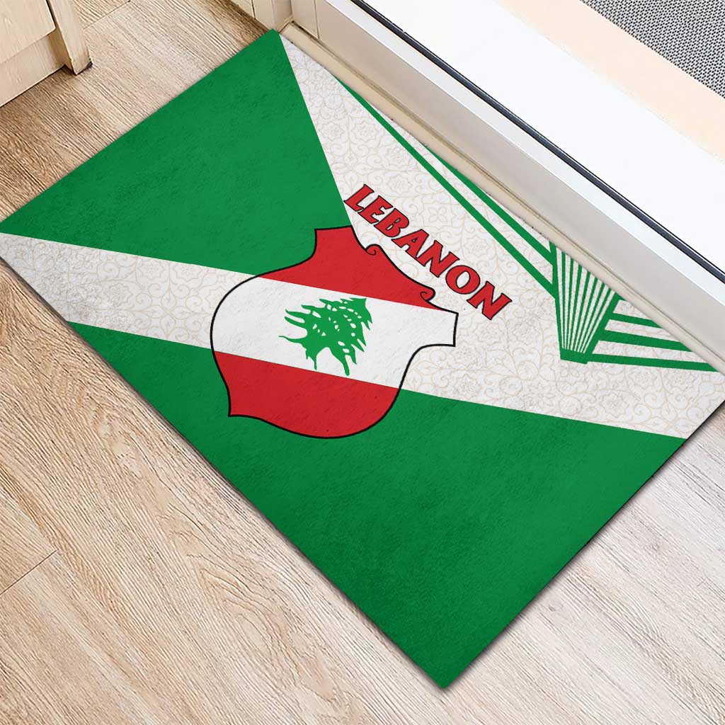 Lebanon Flag Shield Rubber Doormat with Cedar Emblem and National Colors