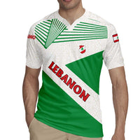 Lebanon Flag Shield Rugby Jersey with Cedar Emblem and National Colors