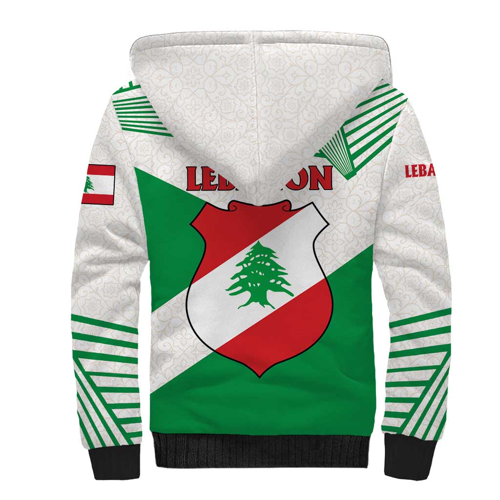 Lebanon Flag Shield Sherpa Hoodie with Cedar Emblem and National Colors