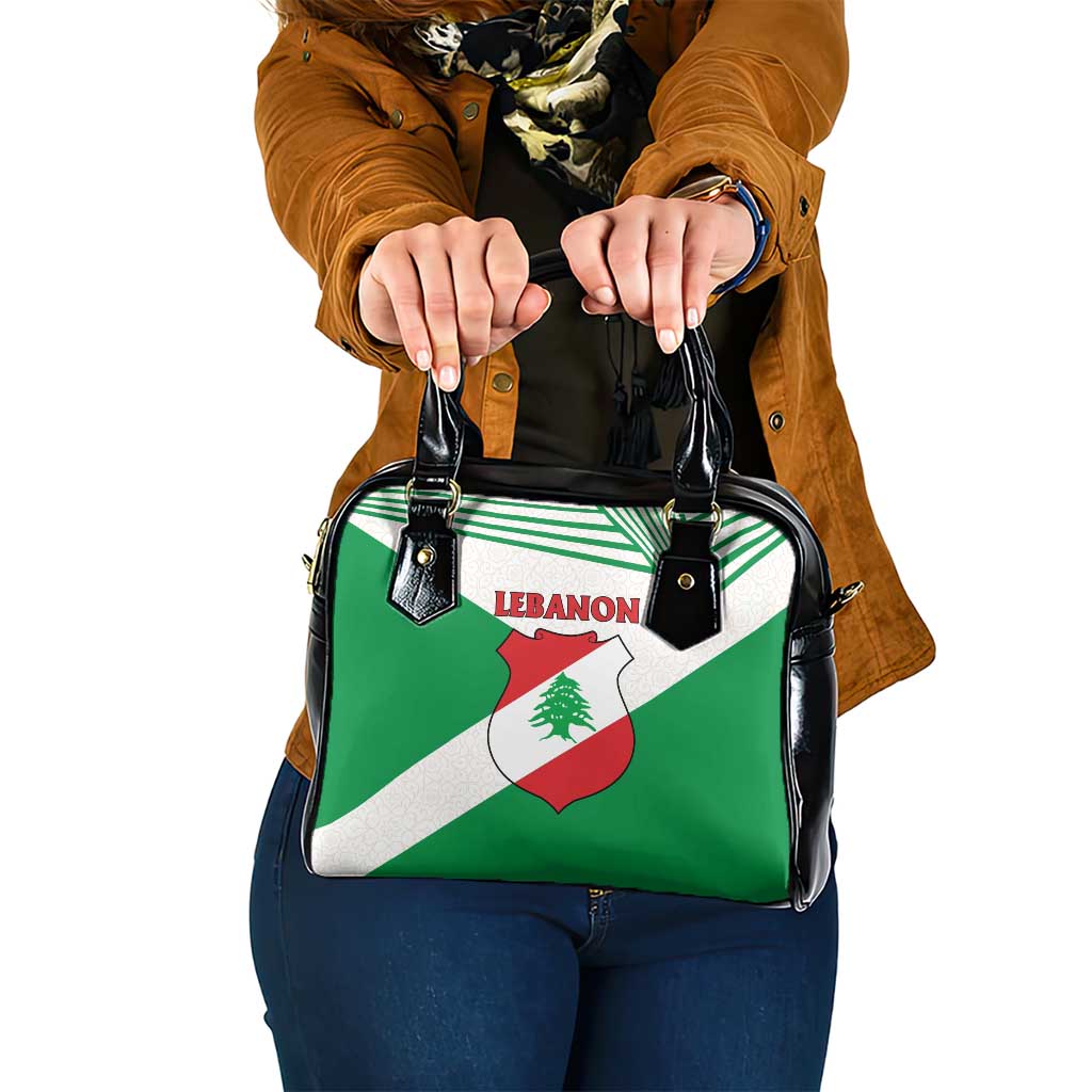 Lebanon Flag Shield Shoulder Handbag with Cedar Emblem and National Colors