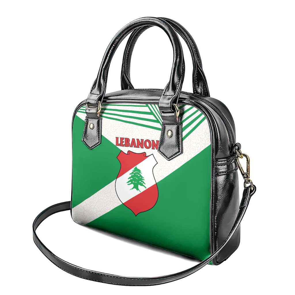 Lebanon Flag Shield Shoulder Handbag with Cedar Emblem and National Colors