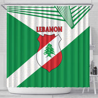 Lebanon Flag Shield Shower Curtain with Cedar Emblem and National Colors