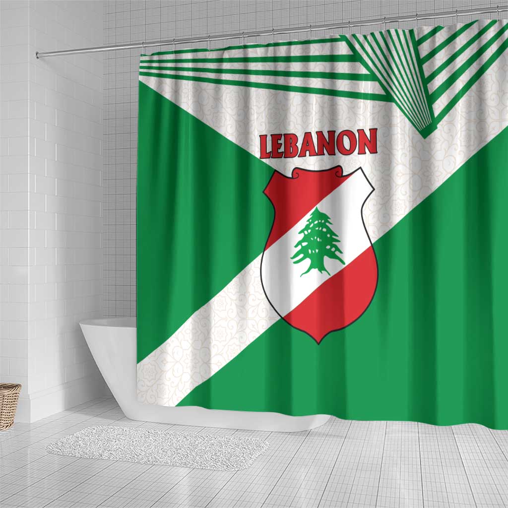 Lebanon Flag Shield Shower Curtain with Cedar Emblem and National Colors