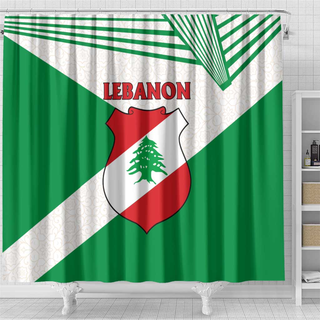 Lebanon Flag Shield Shower Curtain with Cedar Emblem and National Colors