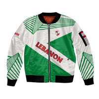 Lebanon Flag Shield Sleeve Zip Bomber Jacket with Cedar Emblem and National Colors