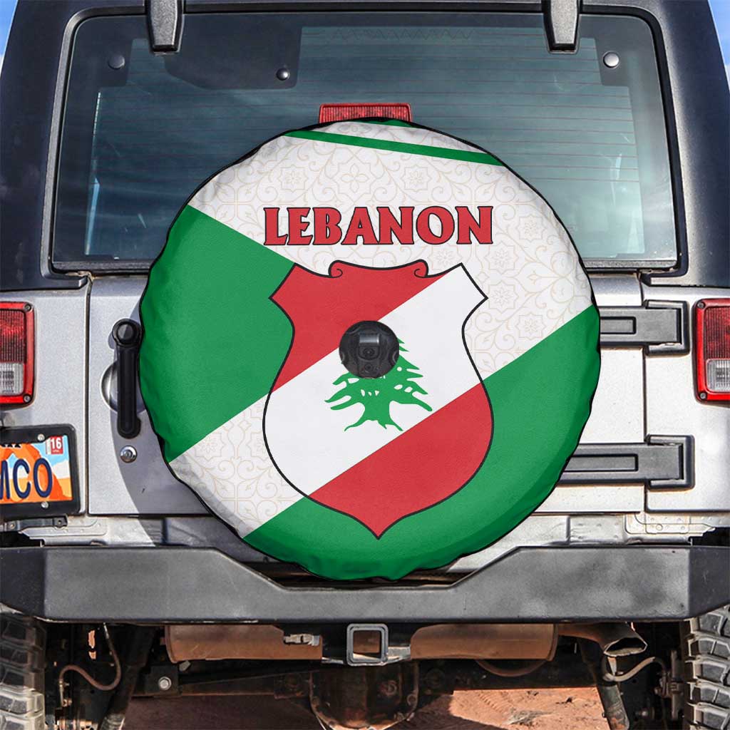 Lebanon Flag Shield Spare Tire Cover with Cedar Emblem and National Colors
