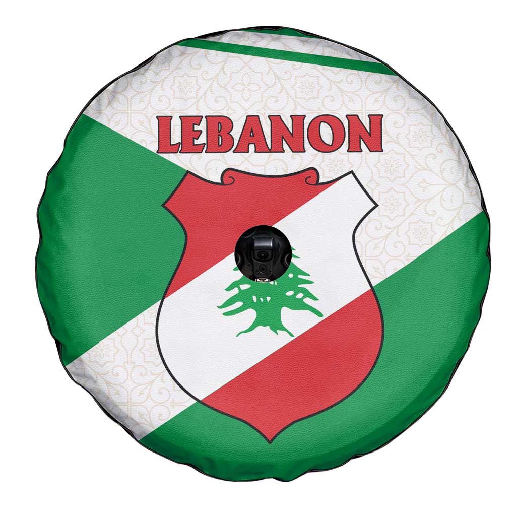 Lebanon Flag Shield Spare Tire Cover with Cedar Emblem and National Colors