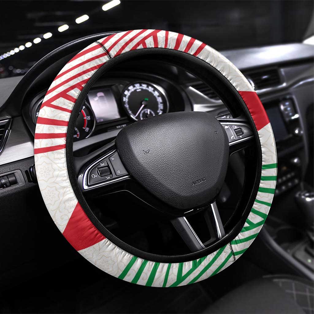 Lebanon Flag Shield Steering Wheel Cover with Cedar Emblem and National Colors