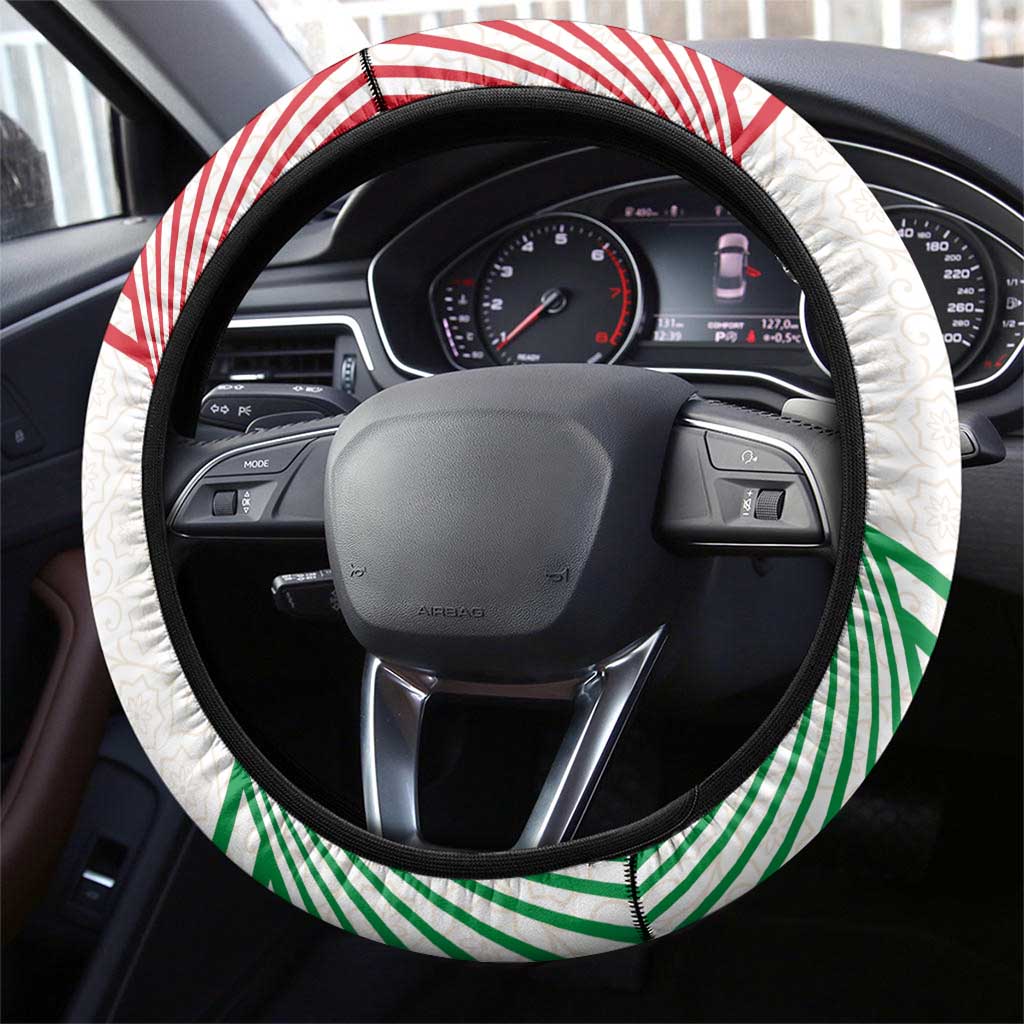 Lebanon Flag Shield Steering Wheel Cover with Cedar Emblem and National Colors