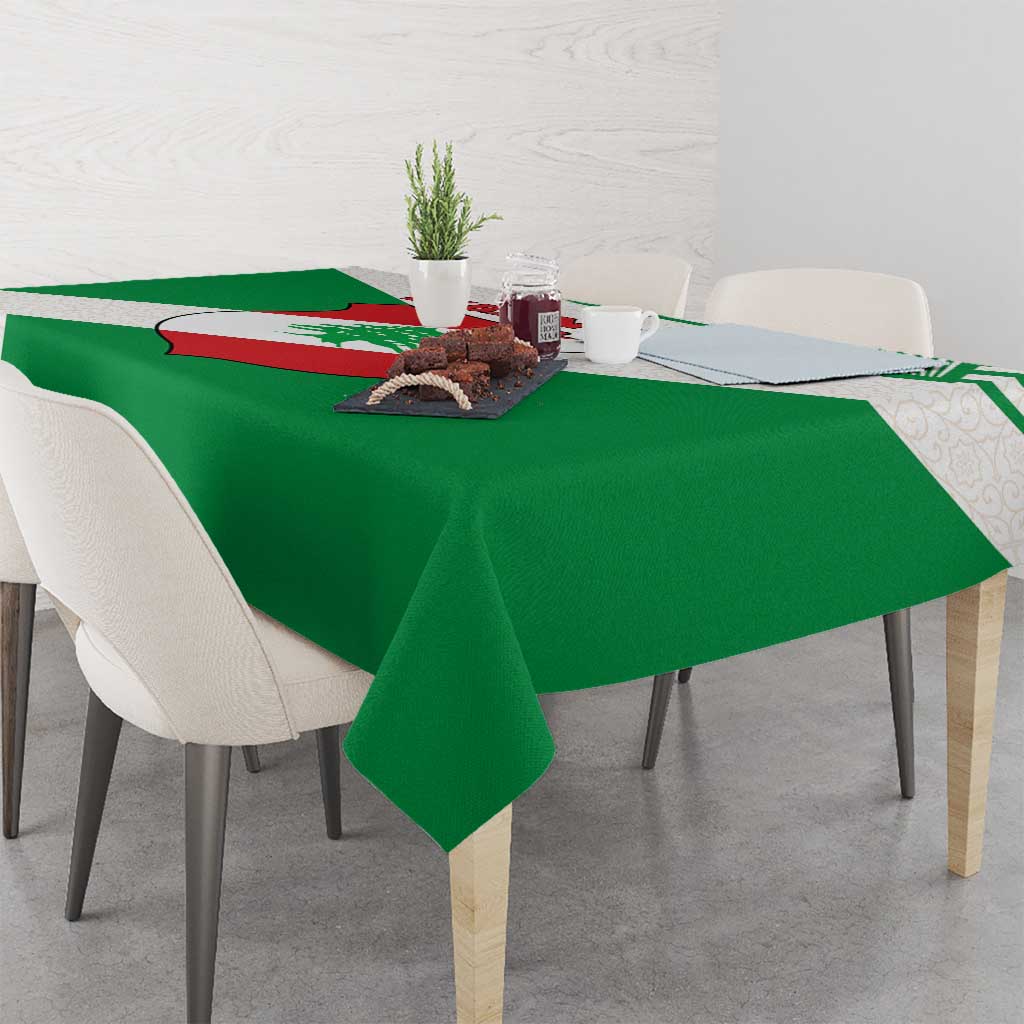 Lebanon Flag Shield Tablecloth with Cedar Emblem and National Colors