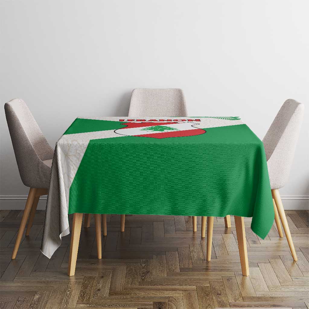 Lebanon Flag Shield Tablecloth with Cedar Emblem and National Colors