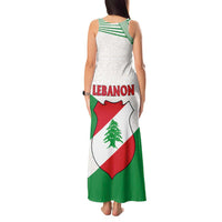 Lebanon Flag Shield Tank Maxi Dress with Cedar Emblem and National Colors