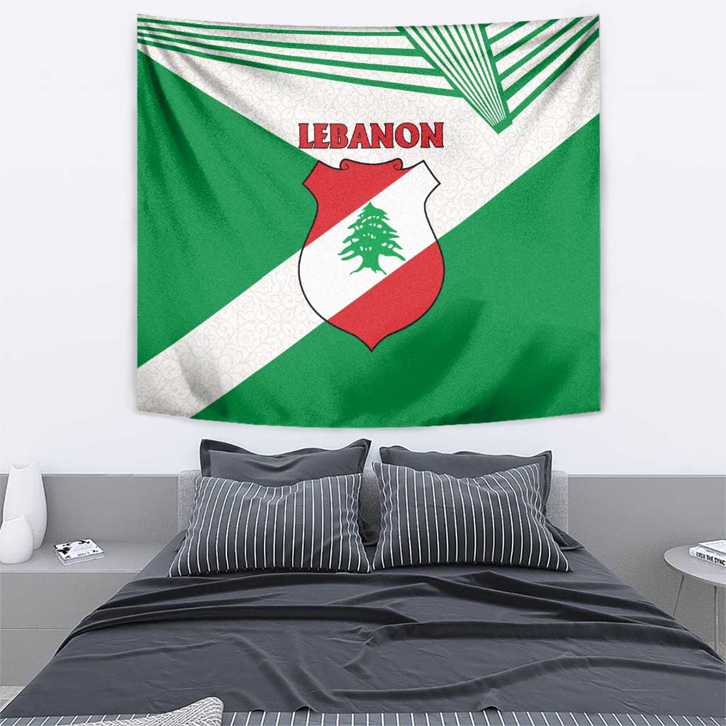 Lebanon Flag Shield Tapestry with Cedar Emblem and National Colors