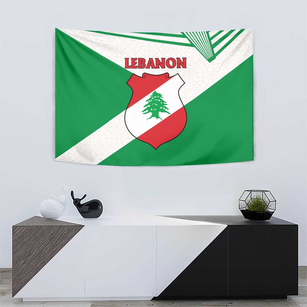 Lebanon Flag Shield Tapestry with Cedar Emblem and National Colors