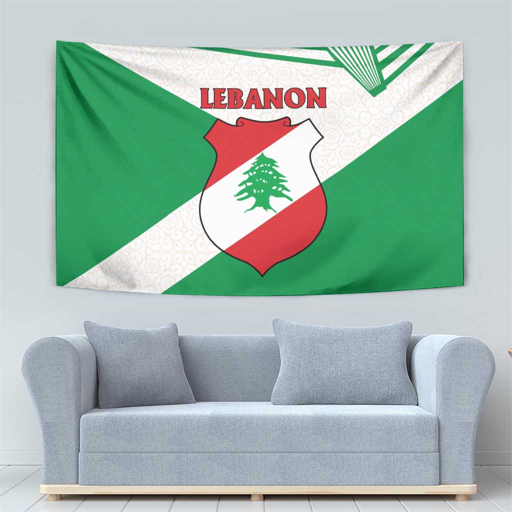 Lebanon Flag Shield Tapestry with Cedar Emblem and National Colors