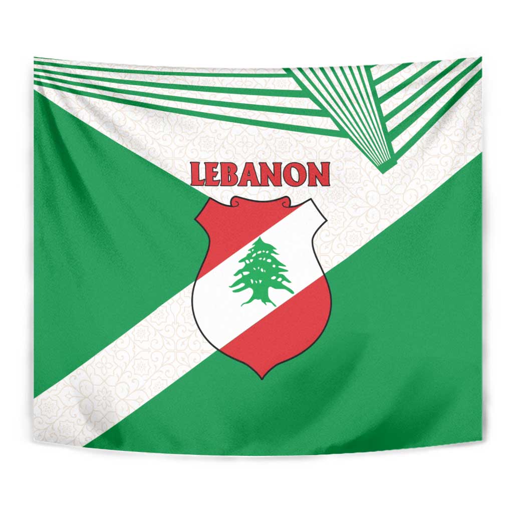 Lebanon Flag Shield Tapestry with Cedar Emblem and National Colors