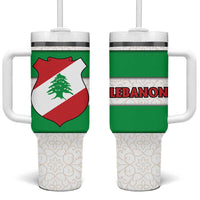 Lebanon Flag Shield Tumbler With Handle with Cedar Emblem and National Colors