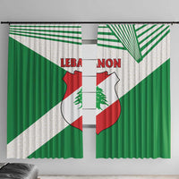 Lebanon Flag Shield Window Curtain with Cedar Emblem and National Colors