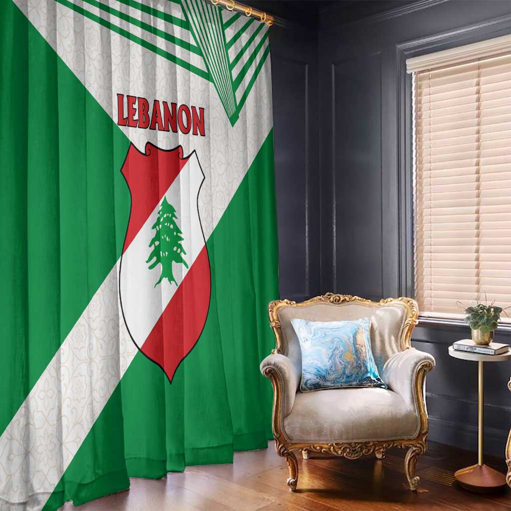 Lebanon Flag Shield Window Curtain with Cedar Emblem and National Colors