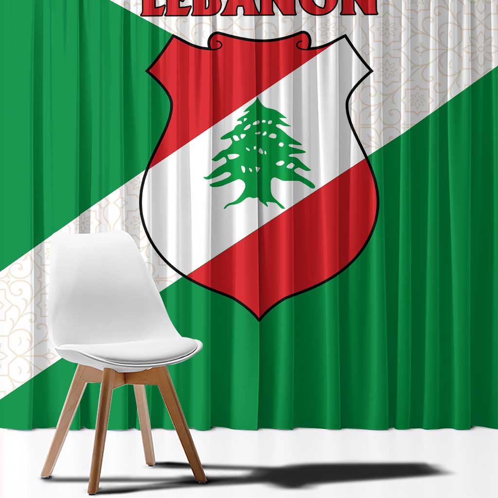 Lebanon Flag Shield Window Curtain with Cedar Emblem and National Colors