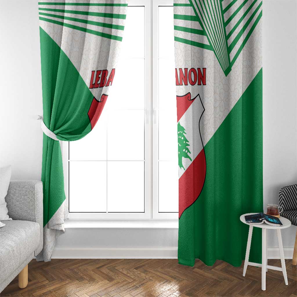 Lebanon Flag Shield Window Curtain with Cedar Emblem and National Colors