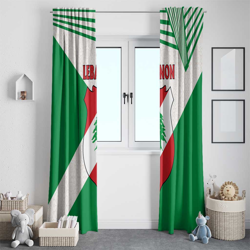 Lebanon Flag Shield Window Curtain with Cedar Emblem and National Colors