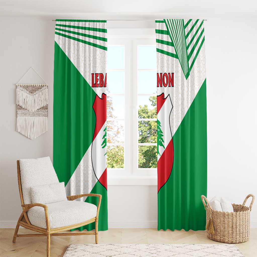 Lebanon Flag Shield Window Curtain with Cedar Emblem and National Colors