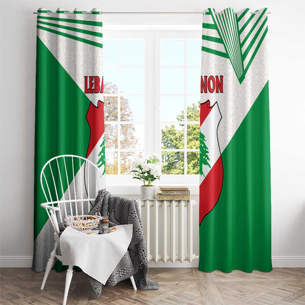 Lebanon Flag Shield Window Curtain with Cedar Emblem and National Colors