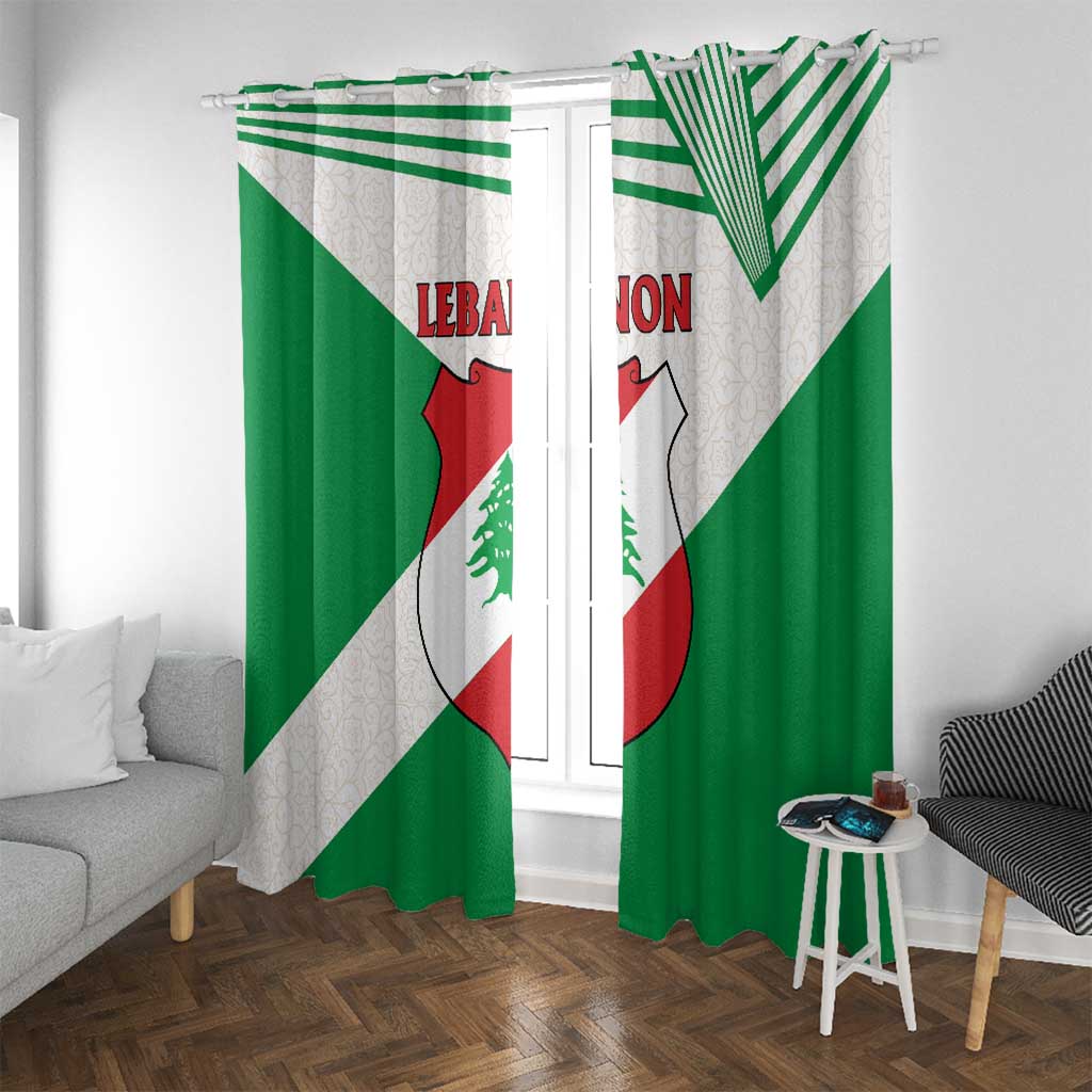 Lebanon Flag Shield Window Curtain with Cedar Emblem and National Colors