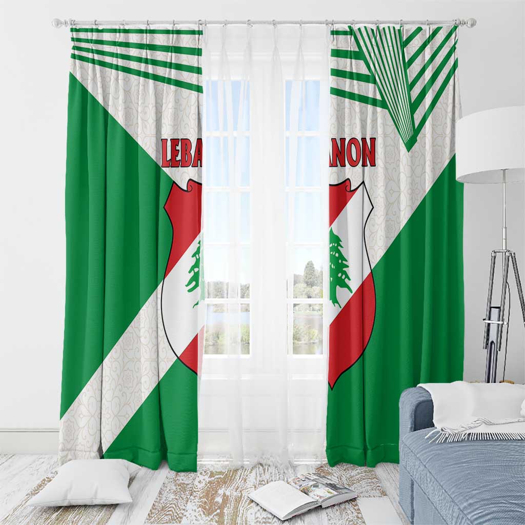 Lebanon Flag Shield Window Curtain with Cedar Emblem and National Colors
