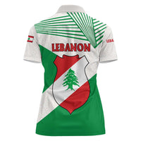 Lebanon Flag Shield Women Polo Shirt with Cedar Emblem and National Colors