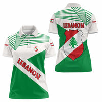 Lebanon Flag Shield Women Polo Shirt with Cedar Emblem and National Colors
