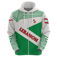 Lebanon Flag Shield Zip Hoodie with Cedar Emblem and National Colors
