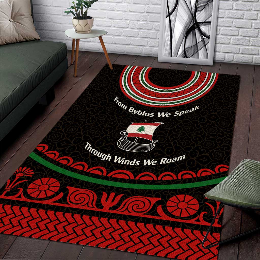 Lebanon Phoenician Ship Area Rug with Byblos Heritage and Cedar Sail Design