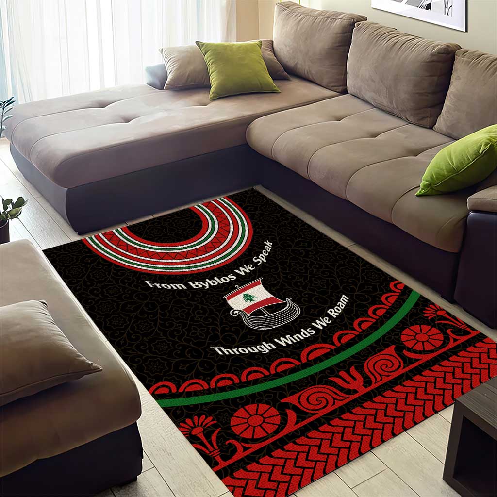 Lebanon Phoenician Ship Area Rug with Byblos Heritage and Cedar Sail Design