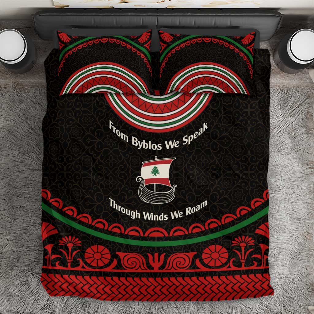 Lebanon Phoenician Ship Bedding Set with Byblos Heritage and Cedar Sail Design